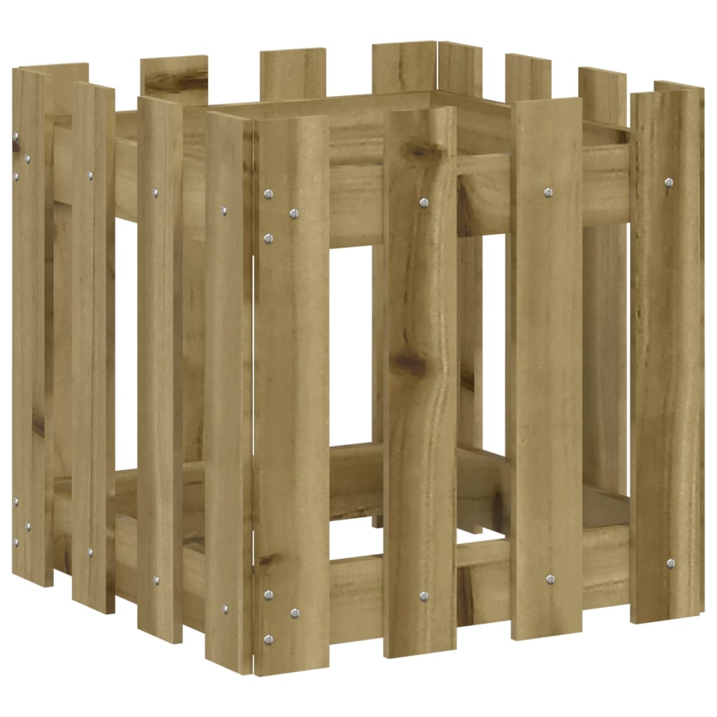 Jardinière | Bac à fleurs | Pot de fleurs avec design de clôture 40x40x40 cm pin imprégné664083 - 4