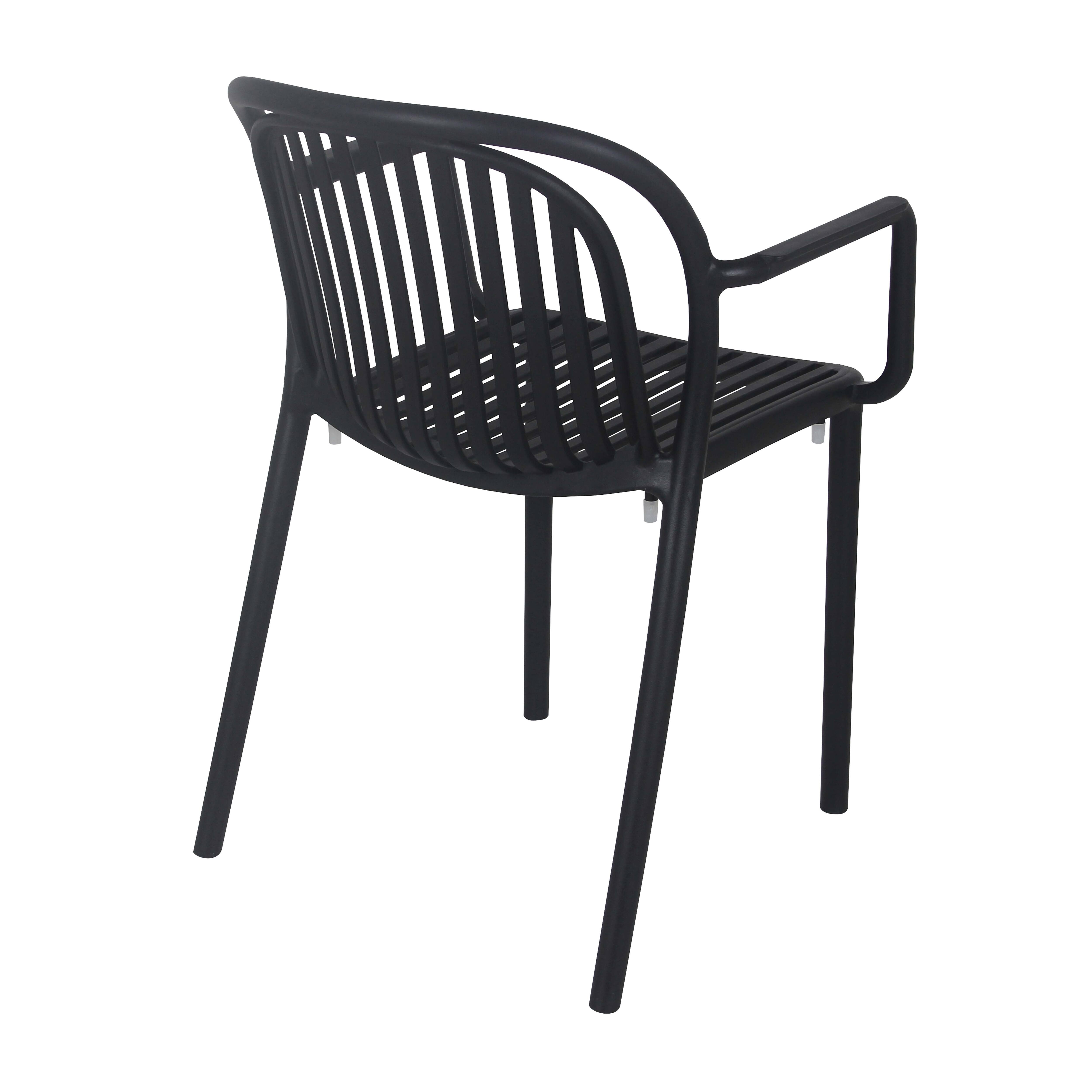 Lot de 4 fauteuils en plastique noir - 5