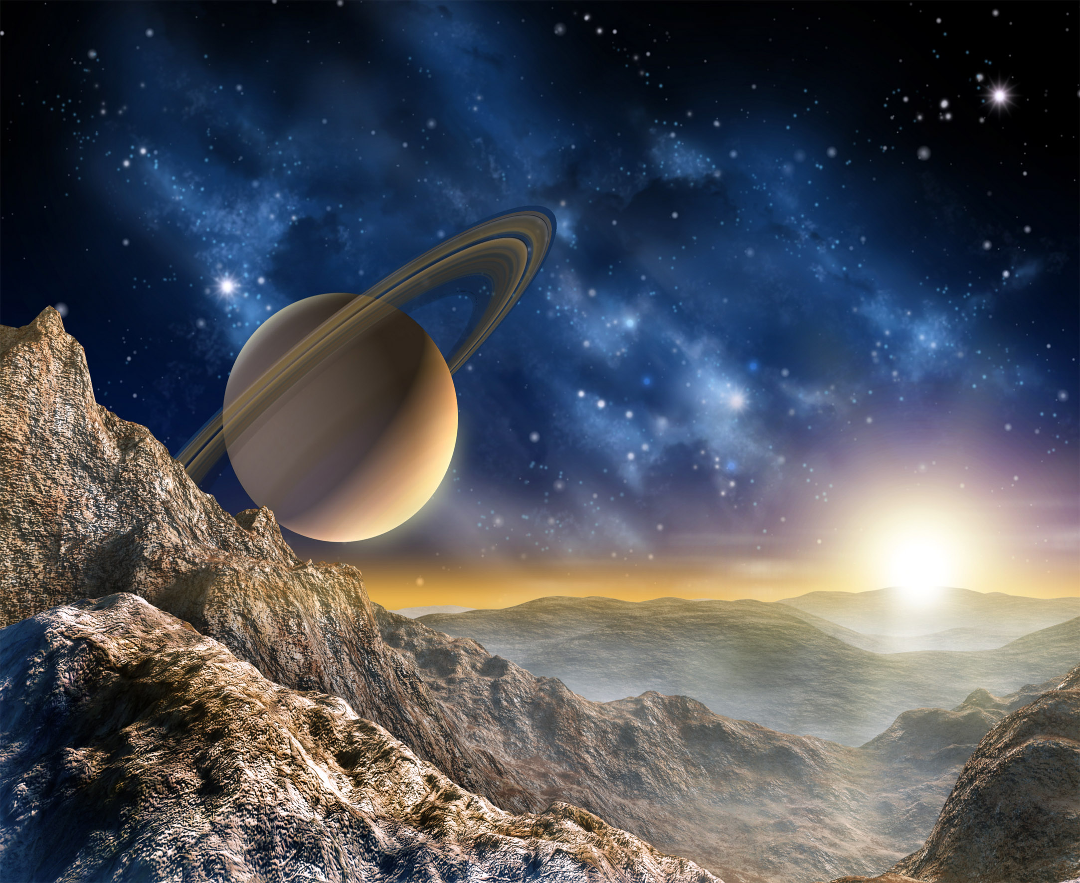 Fotomural planetas en el espacio azul y beige - 360 x 270 cm - sanders & sanders