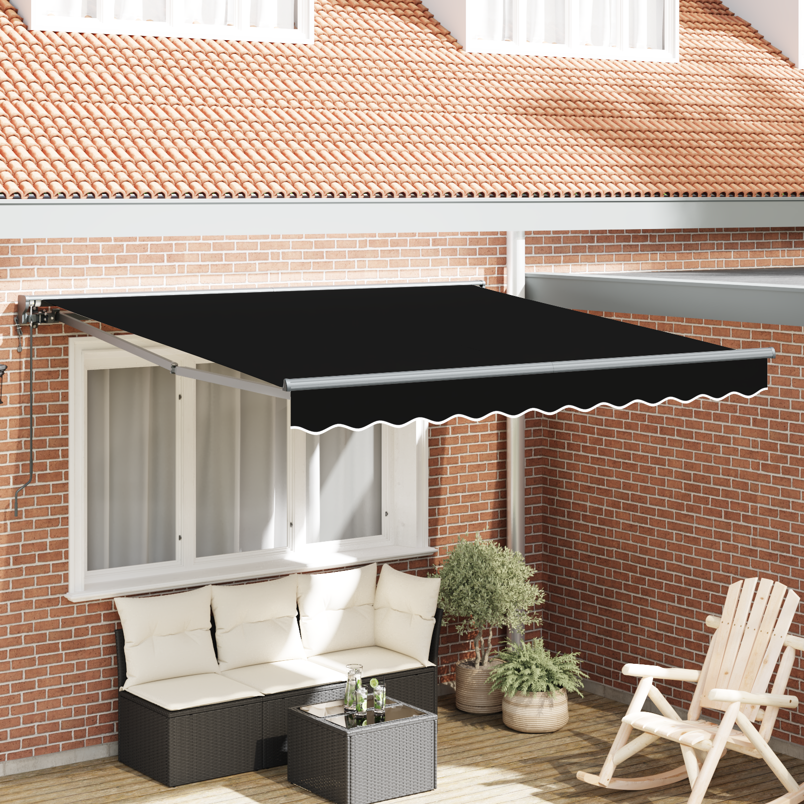 Rama markizy Czarny 300 x 250 cm Poliester z powłoką PU vidaXL