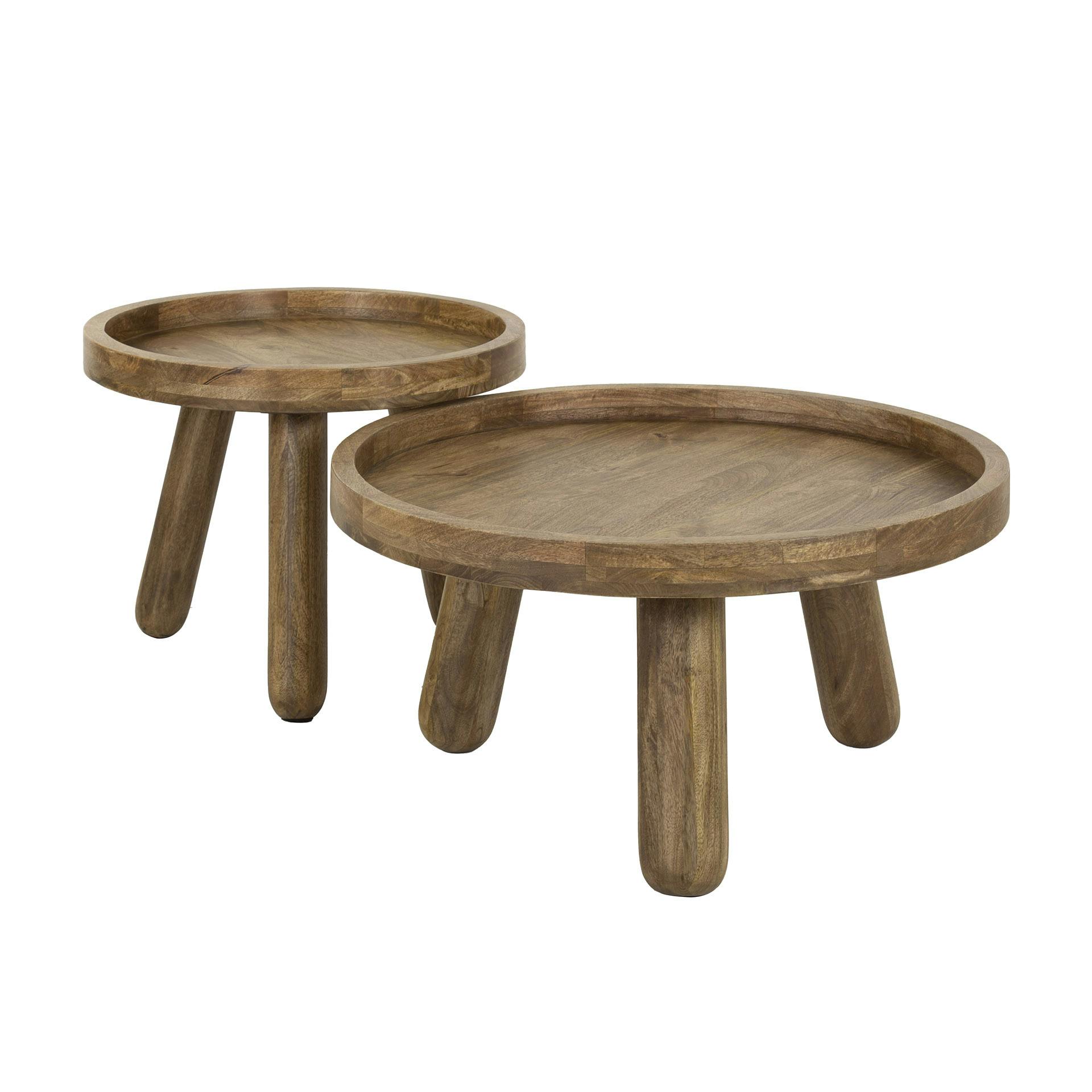 Table basse gigogne à bords hauts en bois de manguier (lot de 2) CREEK - 4