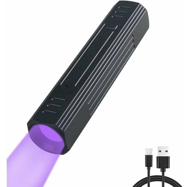 Lampe Torche UV 365nm Rechargeable, Ultraviolette Lampe de Poche avec Filtre Noir Blacklight pour Durcissement de la Résine/Fuite d'huile Roches/Minér