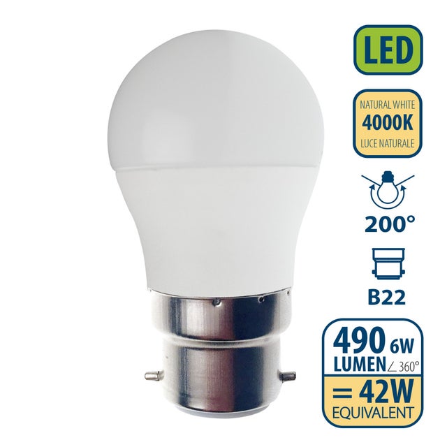 Aiwerttes Confezione da 20 lampadine a baionetta B22 da 2 W G45 Mini Glof LED (equivalente
