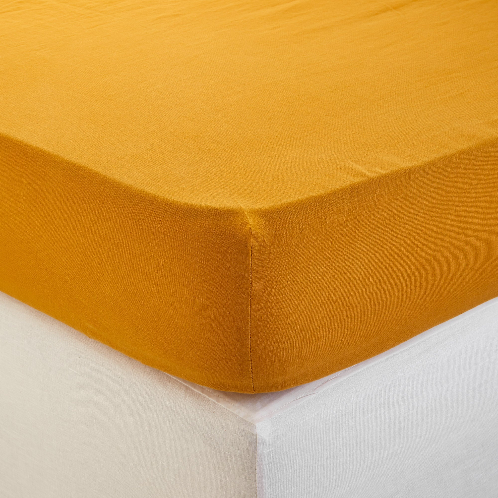 Drap housse lin lavé Salomé VENT DU SUD-90 x 190 cm-Blanc | Leroy Merlin