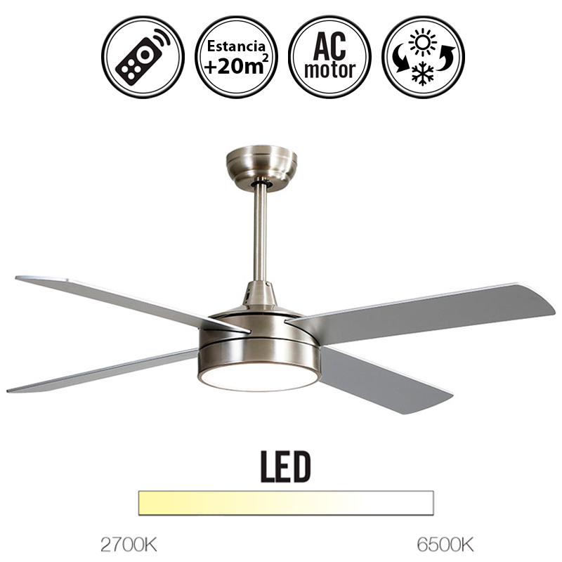 Ventilateur DC NEVERY nickel 122 cm LED 3 températures mémoire couleur Fabrilamp - 6