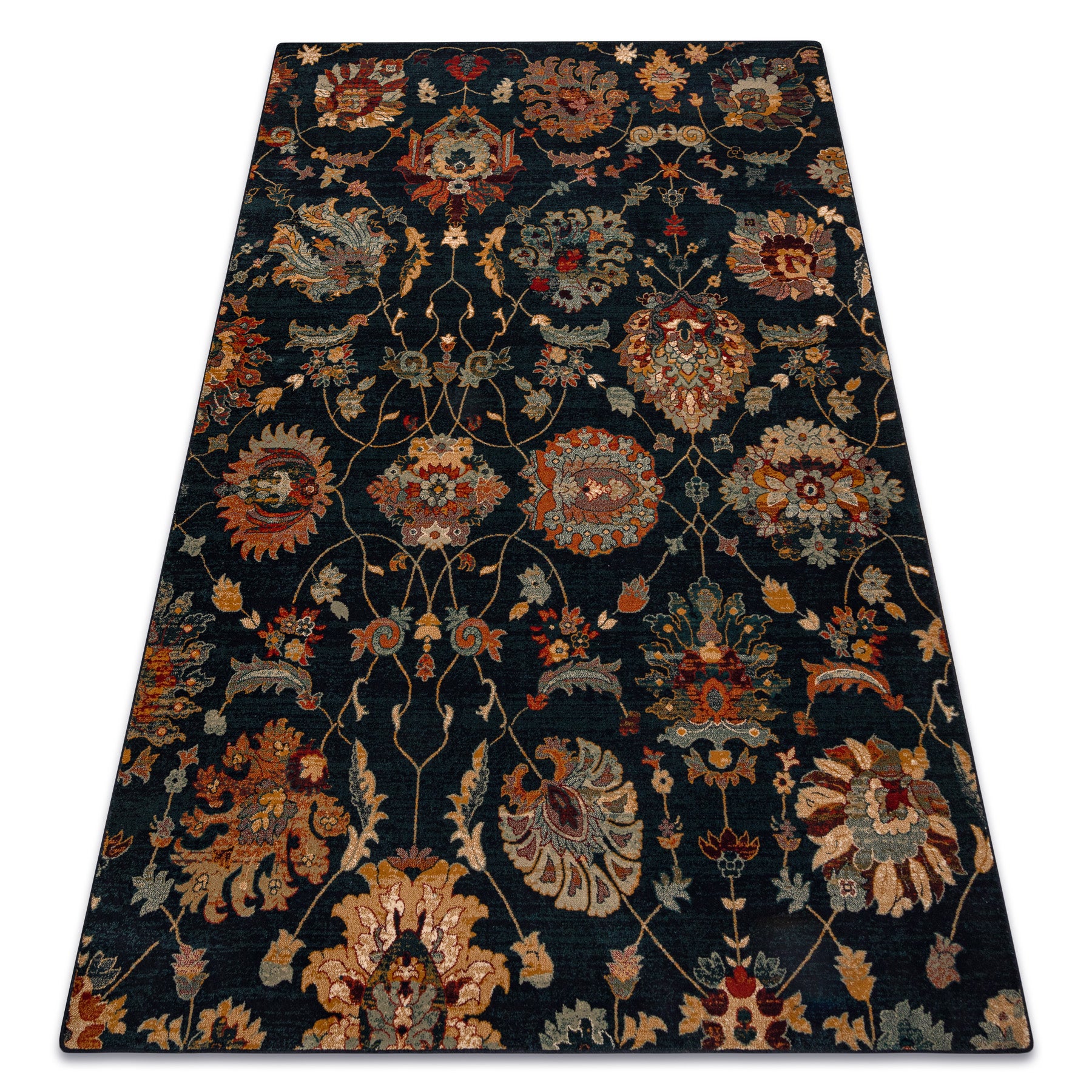 Dywan wełniany OMEGA LATICA Kwiaty navy granat 170x235 cm
