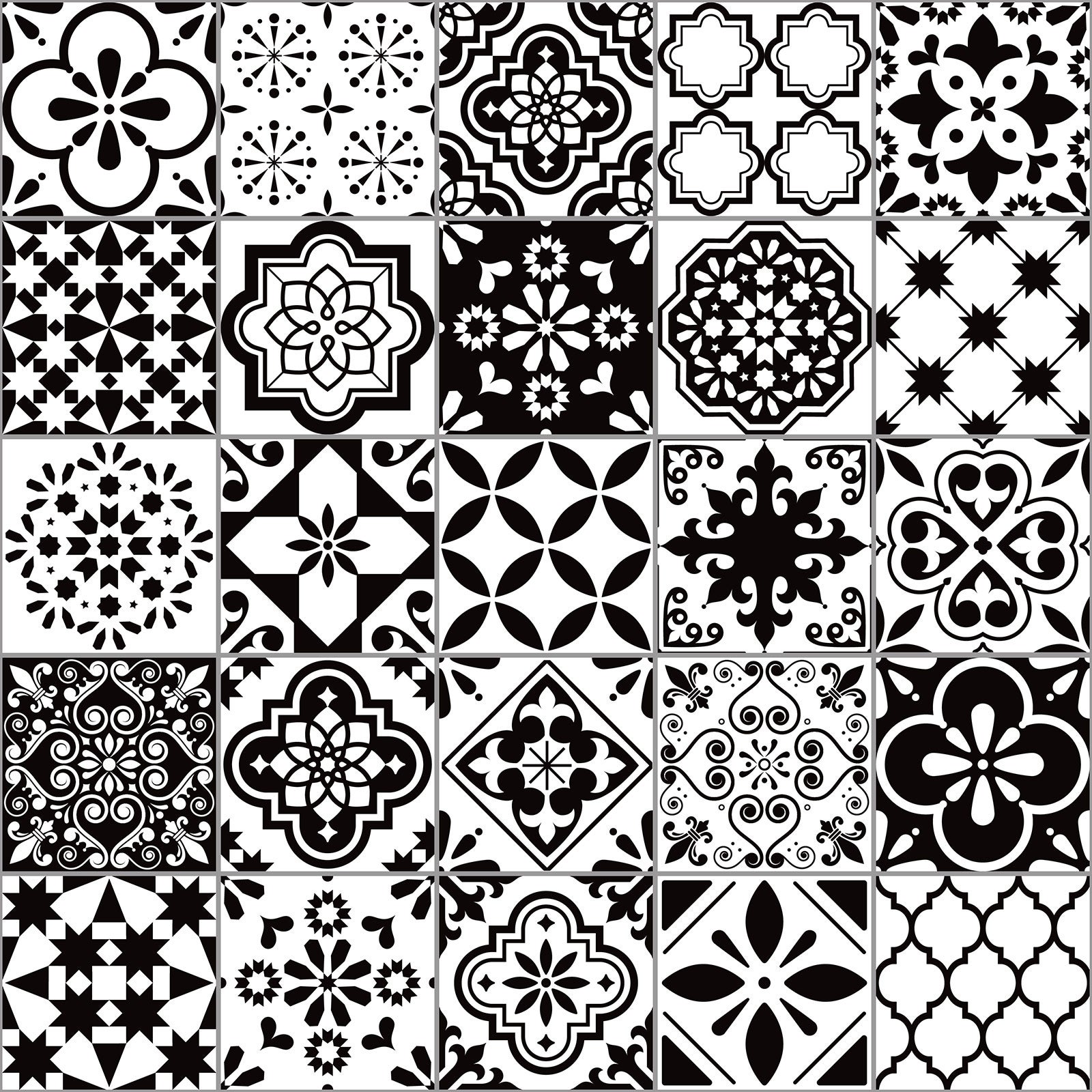 Crédence adhésive sticker décoratif pour cuisine - Effet carreaux de ciment - Adhésif + Protection BRILLANTE - 60x60 cm - 2