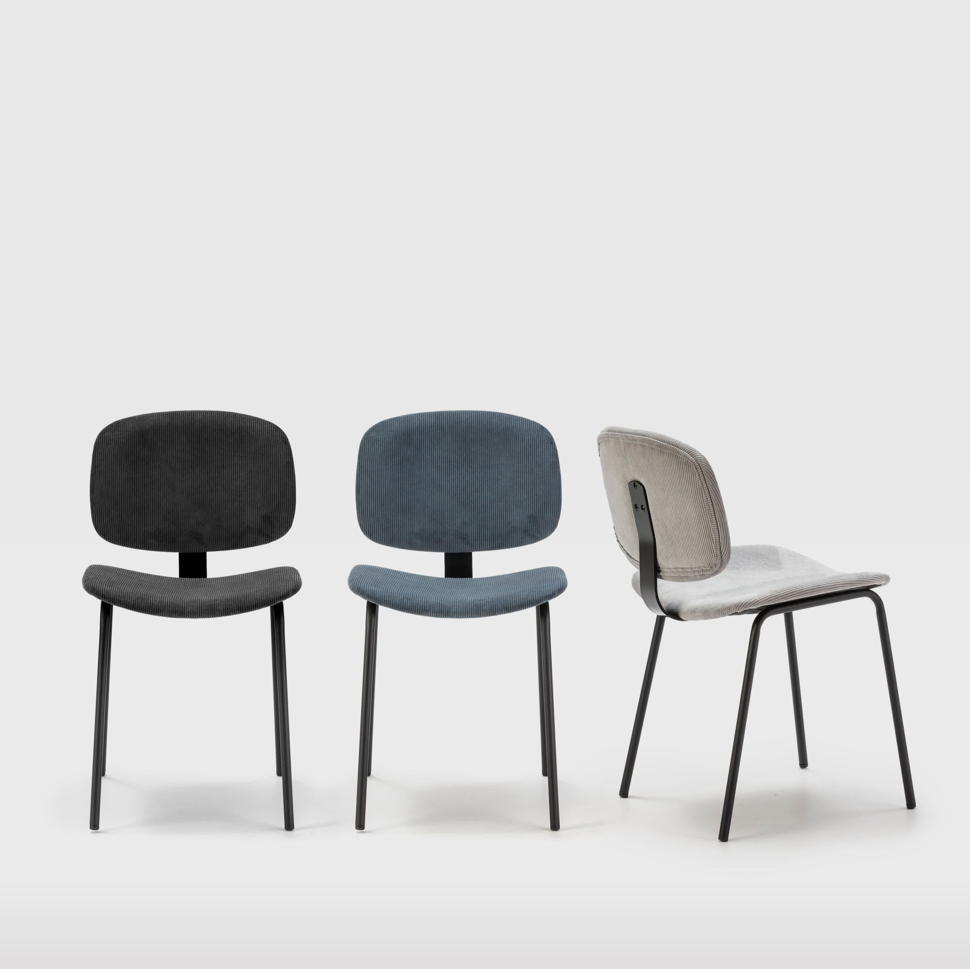 Set di 2 sedie in velluto a coste e metallo nero 45x53 h79 cm - 2