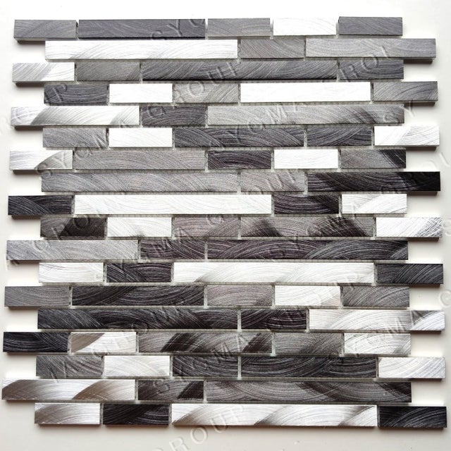 Carrelage aluminium mosaique metal mur cuisine modele WADIGA GRIS