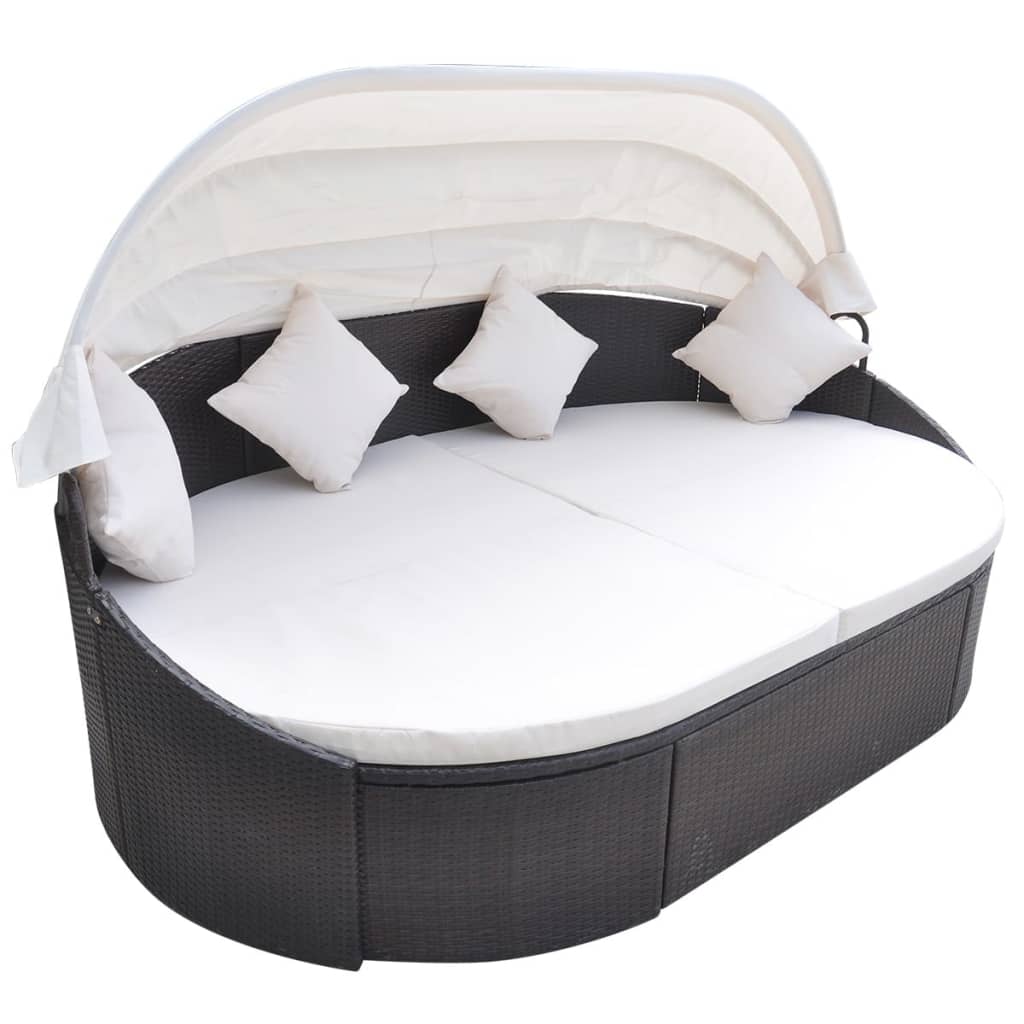 Maison Exclusive - Lettino Prendisole con BaldaccMaison Exclusive - no in Polyrattan Marrone - 6