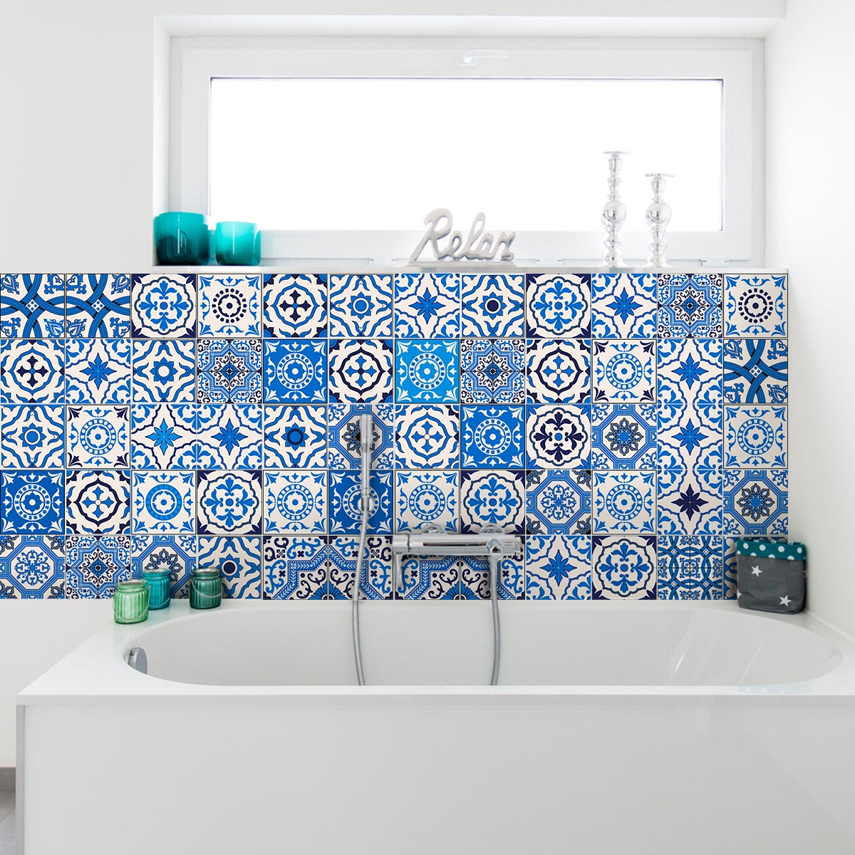 Adesivi Murali Piastrelle Azulejo 15x15 Cm - Decorazione Per Bagno E Cucina, Stile Spagnolo - Confezione Da 24 - Foto 5