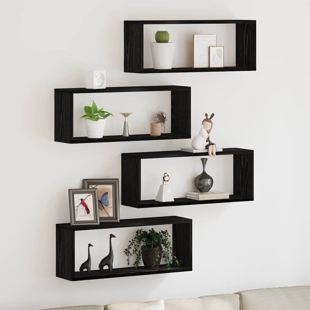 Maison exclusive - estanterías de pared 4 pcs roble negro 60 x 15 x 23 cm