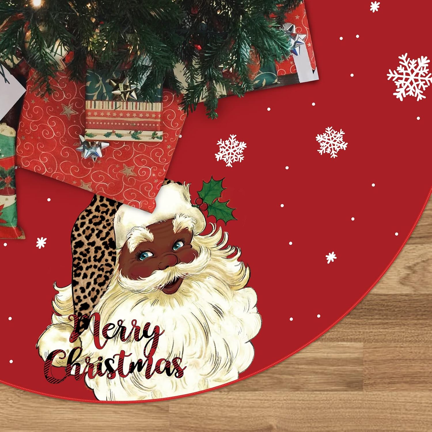 Jupe pour sapin de Noël fabriquée à la main en velours bordeaux