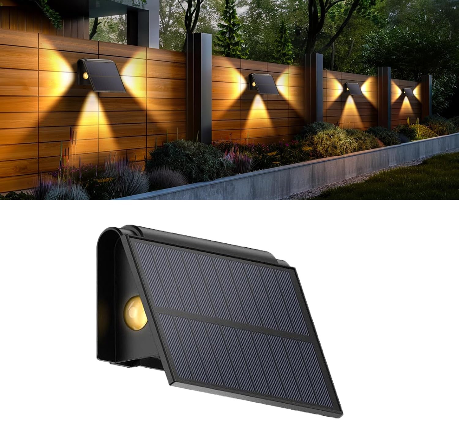 Lampa ścienna solarna 3LED, kinkiet solarny, ciepłe światło 3000K, wodoodporność IP65, odpowiednia do garażu, na podwórko, do ogrodu przydomowego