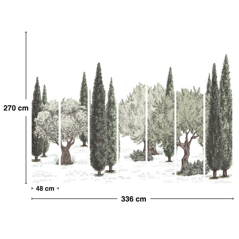 Papier peint panoramique - Tivoli - Vert - intissé : 150g/m² - 7 lés : 336x270cm - 4