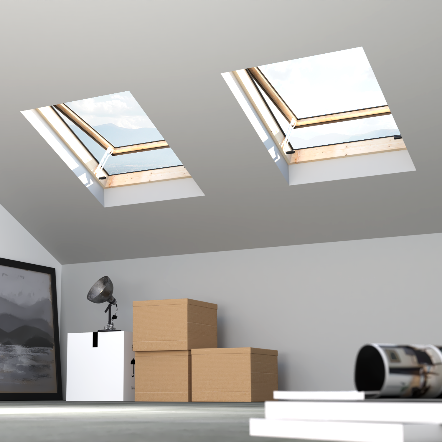 Emica - Best Vasistas Aluminium Skylight | Verre isolant 4-9-4 | Intérieur en bois de sapin | Poignée avec 4 positions d'ouverture (45x55 BxH) - 9