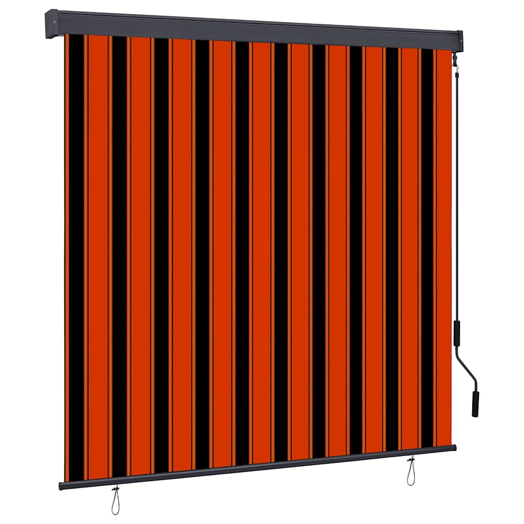 Cortina de rodillo exterior naranja y blanco 180 x 250 cm tela