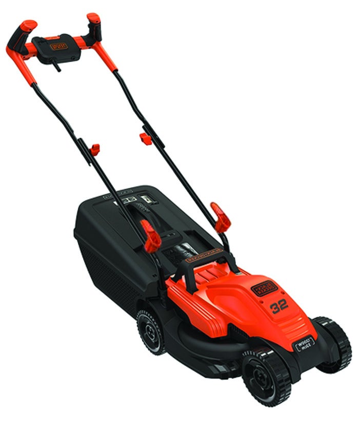 Kosiarka ręczna 1200 W z ostrzem 32 cm, kierownicą rowerową i pojemnikiem na trawę o pojemności 35 l – Black &amp; Decker