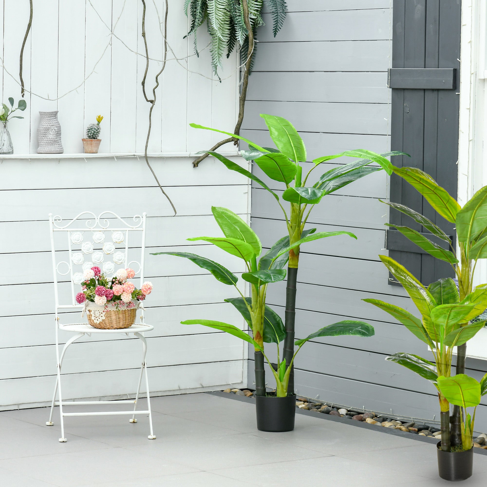 Plataneras Artificiales HOMCOM PEVA, PE Verde 17x17x150 cm - 2