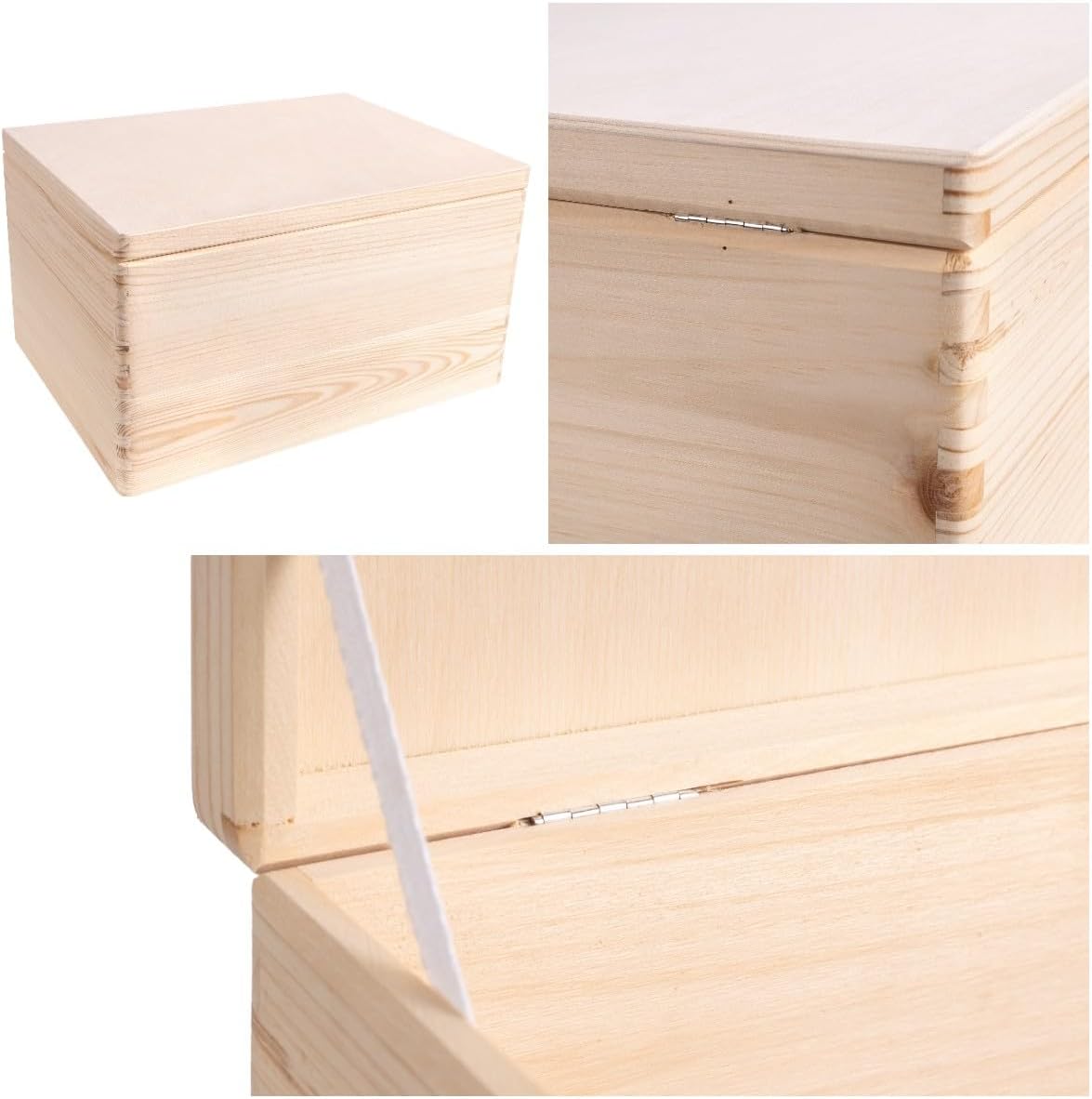 Creative Deco XXL Grande Scatola Legno con Coperchio | 40x30x24 cm | Conteniore per Documenti Portagiochi | non Levigato non Verniciato da Decorare - 6