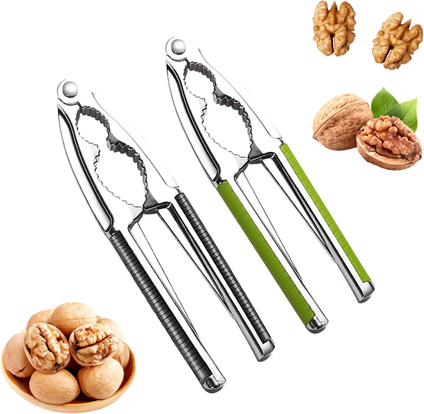 Zestaw 2-częściowy do dziadka do orzechów, dziadek do orzechów ze stali nierdzewnej, dziadek do orzechów z uchwytem antypoślizgowym, metalowy dziadek