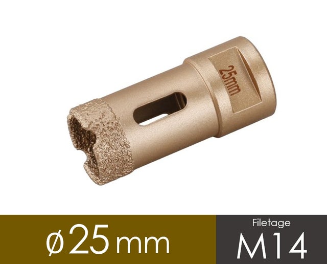 Trépan diamanté 25mm pour meuleuse avec filetage M14 - Usage professionnel