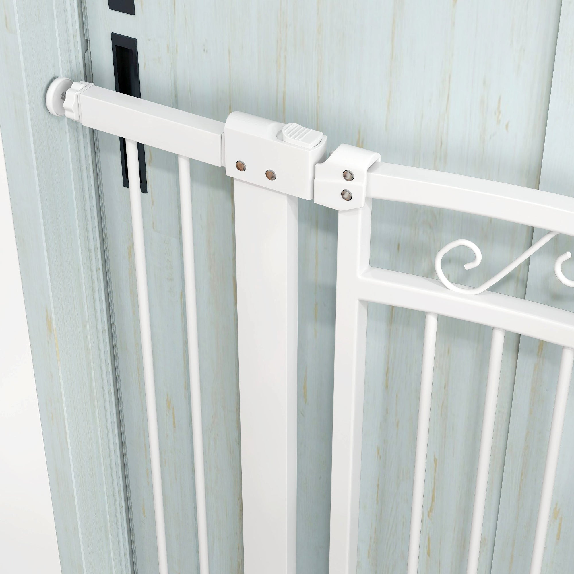 Barrera de Segurança para Cães PawHut Aço e PA Branco 76-102x96 cm - 4