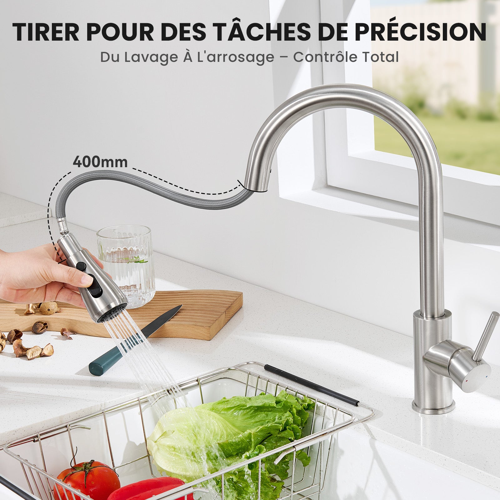 Douchette Extractible Pour évier En Granit – DianHydro, Finition Avoine, Made In Italy