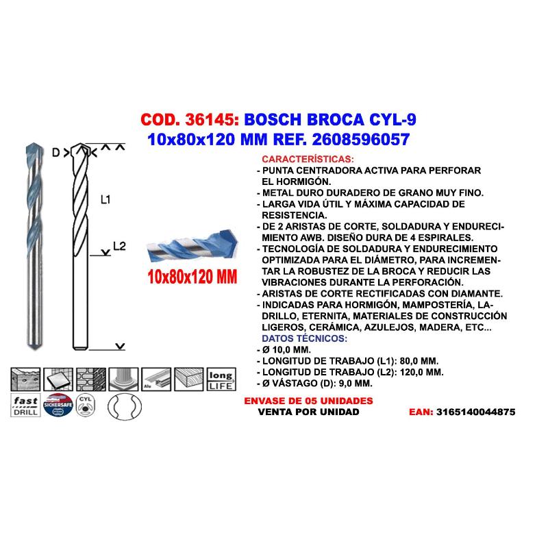 Wiertło Bosch CYL-9 Multi Construction 10 mm Długość 120 mm - 4
