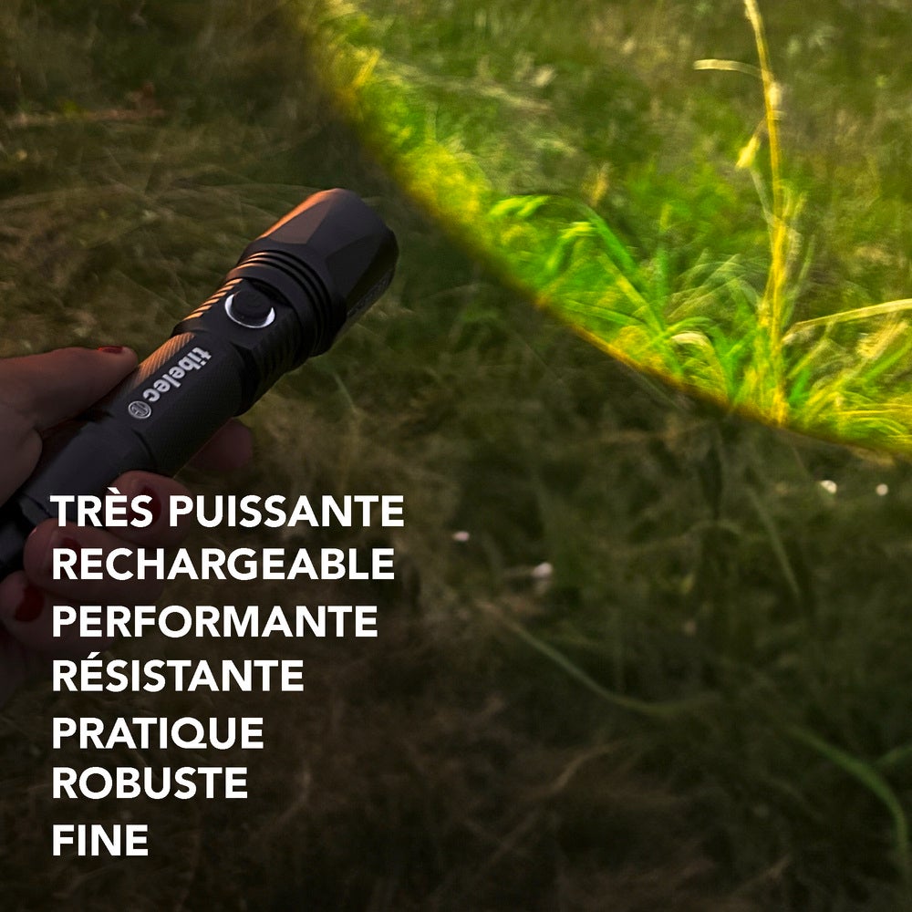 Lampe Torche LED rechargeable USB, 10W, 900 lumens, IP44, IK07, fonction brise vitre, decapsuleur, power bank - Tibelec - 9