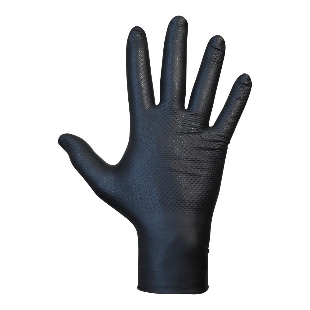 Gants En Nitrile Noir Just Health – Sans Latex, Sans Poudre, Ambidextres, Taille M – Lot De 100 – Pour Cuisine, Ménage, Soins