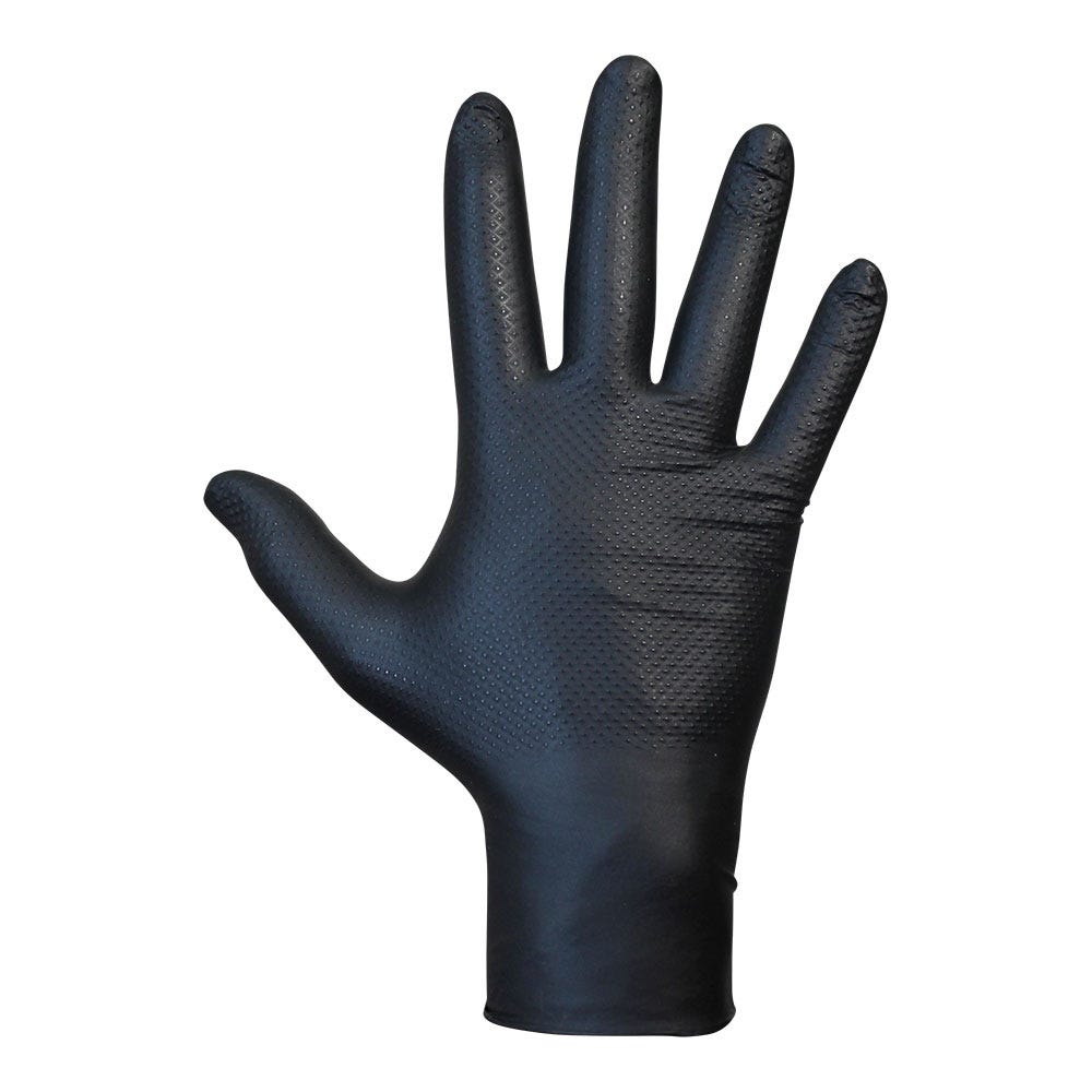 Gants En Nitrile Noir Just Health – Sans Latex, Sans Poudre, Ambidextres, Taille M – Lot De 100 – Pour Cuisine, Ménage, Soins