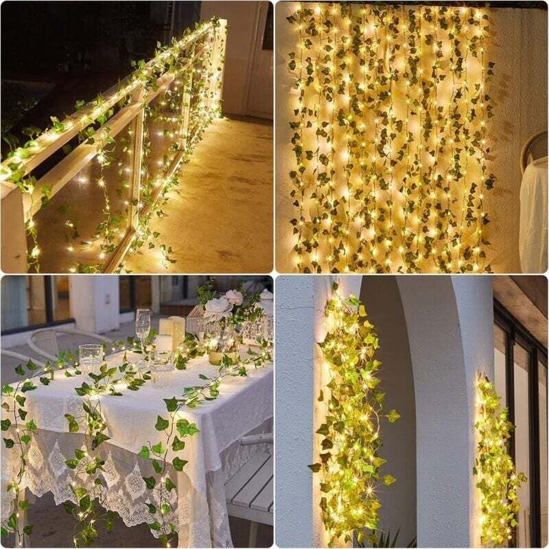 Luzes solares para áreas externas, luzes solares de hera artificial, 10 m, 100 LEDs - 2
