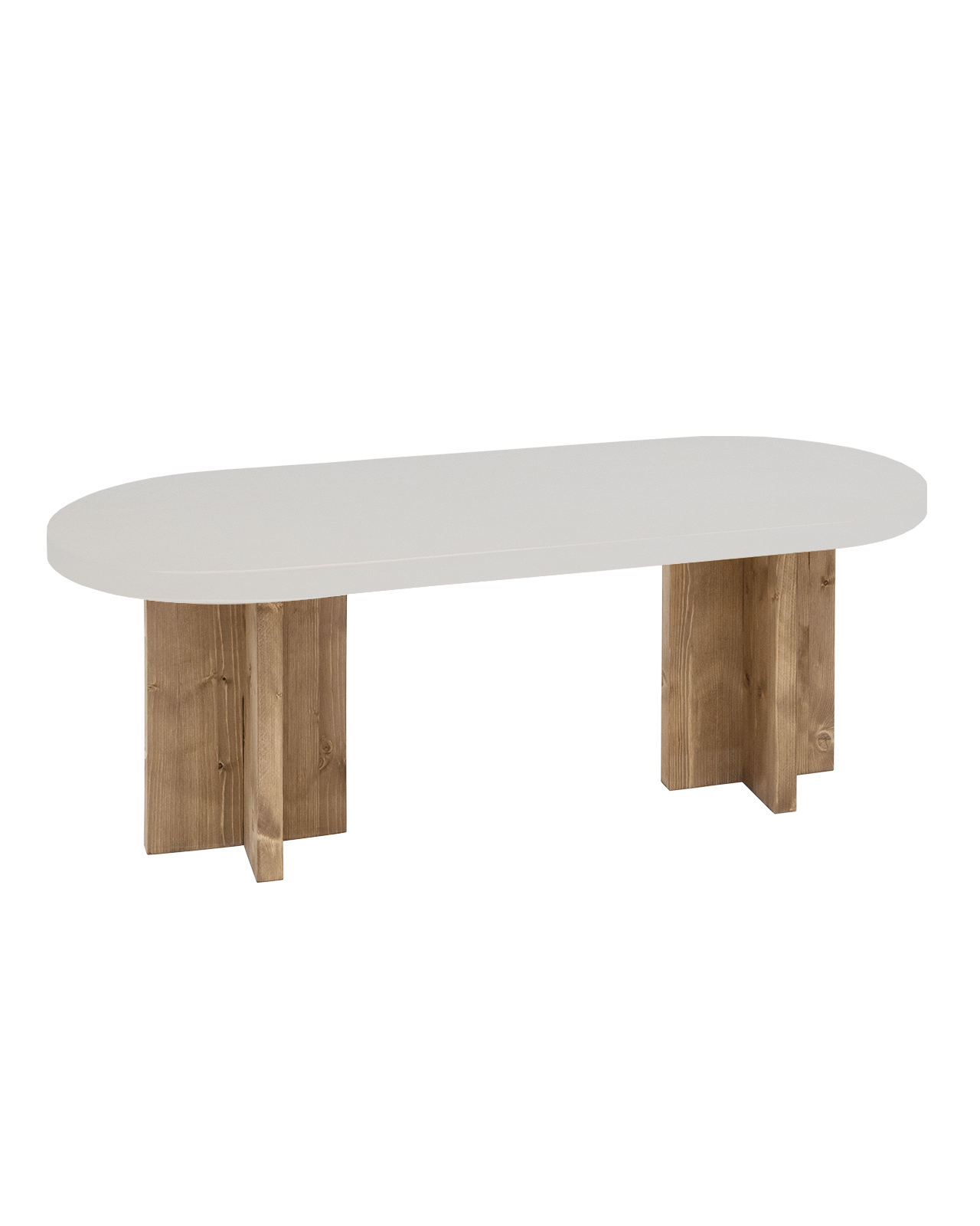 Table basse ovale en microciment Decowood de couleur blanc cassé et ...