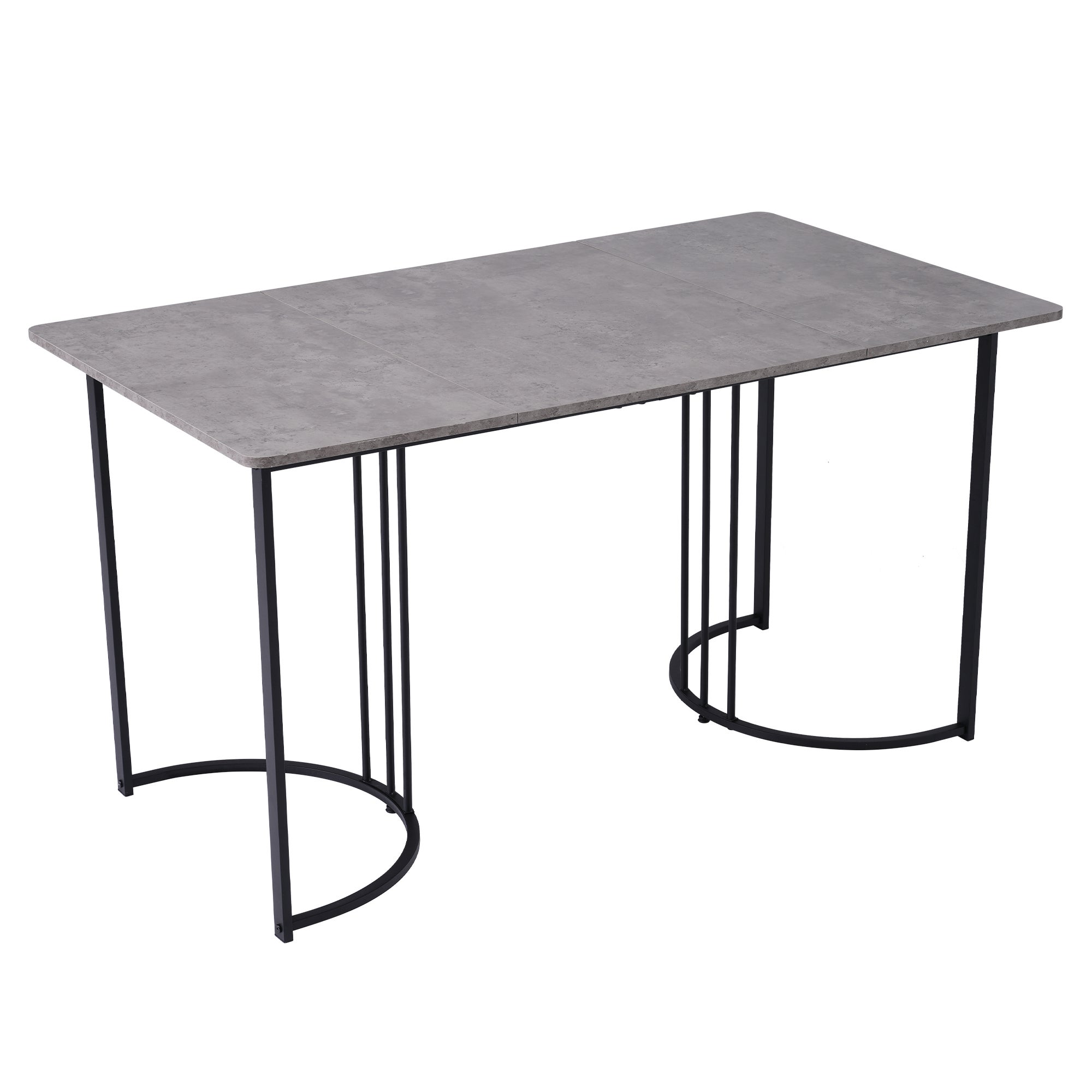 Table à manger 140 x 80 cm rectangulaire avec pieds réglables - en métal - gris - 9