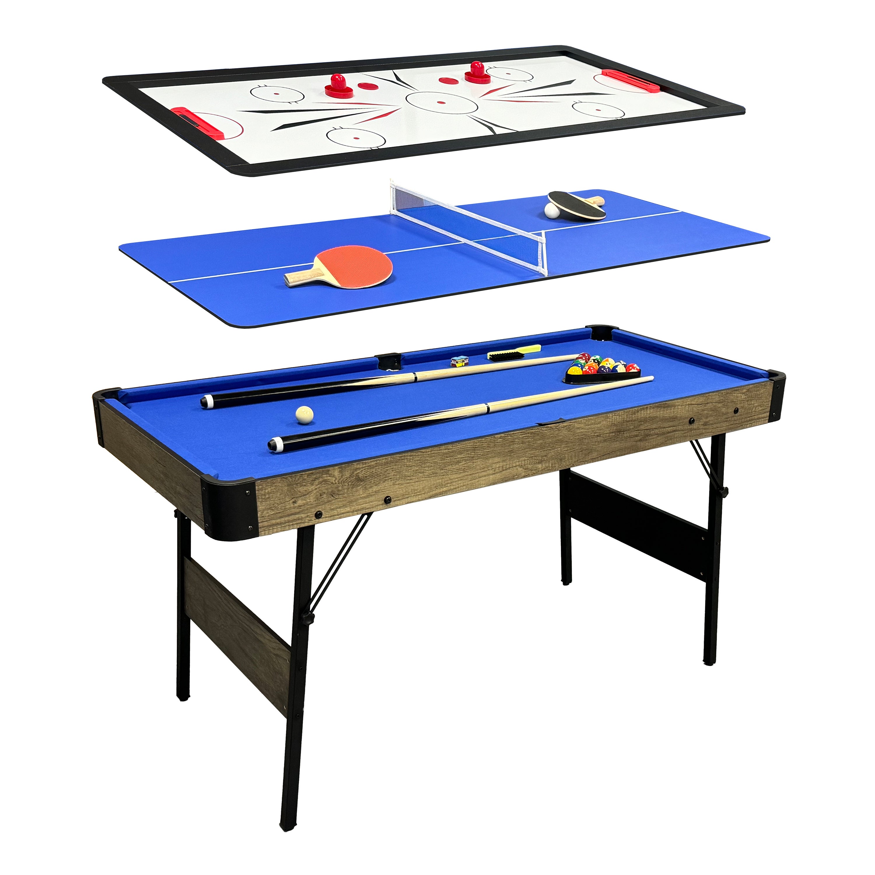 Tavolo Multigioco 4 In 1 - Air Hockey, Tennis Tavolo, Biliardo, Calcio Balilla - Best Choice Products