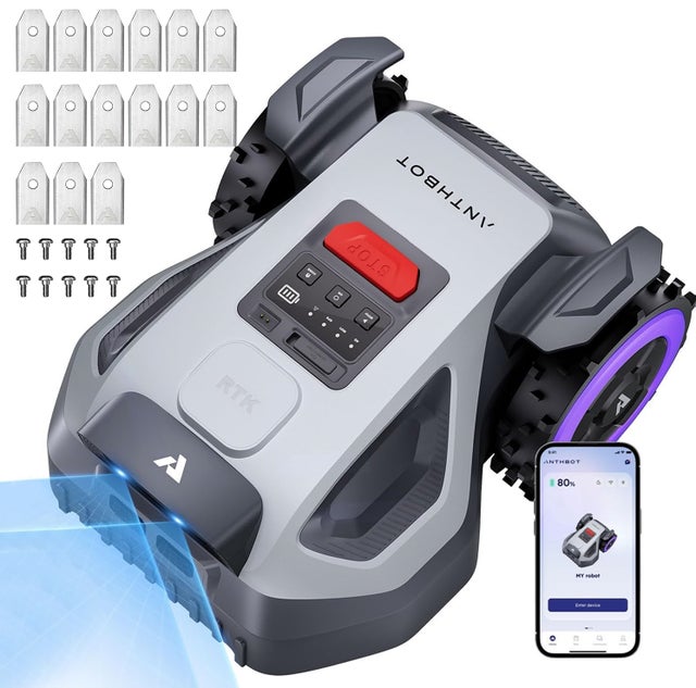 Tondeuse Robot sans Fil Périphérique,Max. 1200m²,NetRTK,4G,ACC Cartographie Automatique, Gestion Multi-Zones,Programmation de la Tonte,ANTHBOT M9 Set