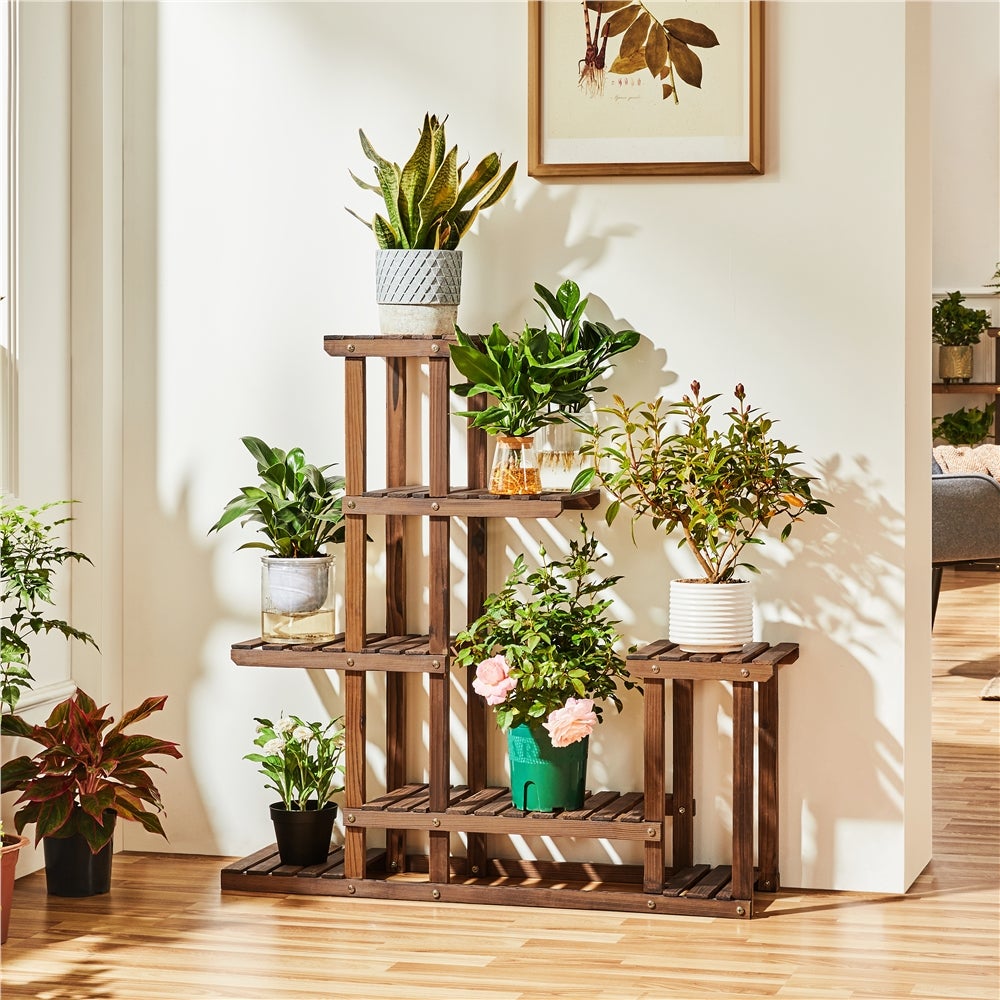 Étagère à Fleurs à 5 Niveaux Porte-plantes en Bois pour Maison Balcon Terrasse Yaheetech - 3