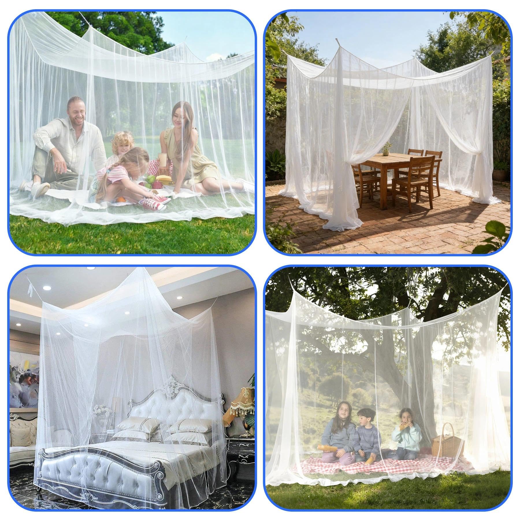 Moustiquaire 300x300x250 cm,pour gazebo,jardin,terrasse,camping,lit,220mailles fines avec 1 porte,blanc - 7