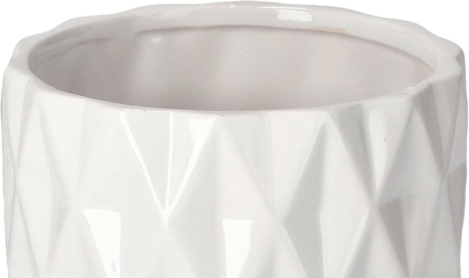 Donica doniczka osłonka ⌀12 cm biała ceramika szkliwiona dekoracja cylinder - KOTARBAU - 5