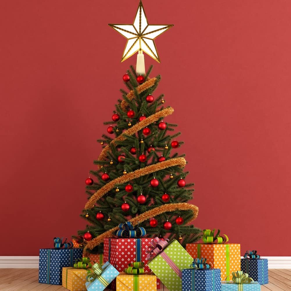 Étoile éclairée de sommet d’arbre de Noël, sommet d’arbre de Noël en étoile 3D, ornement d’arbre de Noël, décoration de Noël - 6