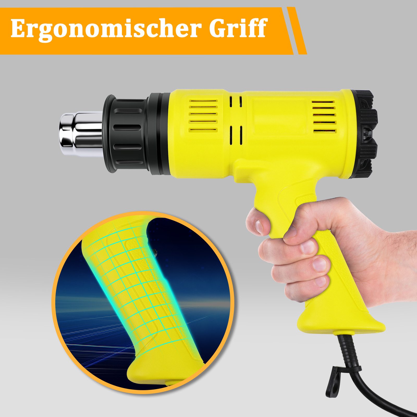 NETTLIFE Pistolet à air chaud Décapeur thermique 2000W Kit réglable 60℃- 600℃ 2000 en W, jusqu'à max. 600,00 °C - 8