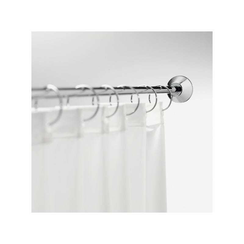 Tringle à Rideau De Douche En L Extensible – Acier Inoxydable, Réglable 60-130 Cm – Avec 12 Crochets Et Support Plafond