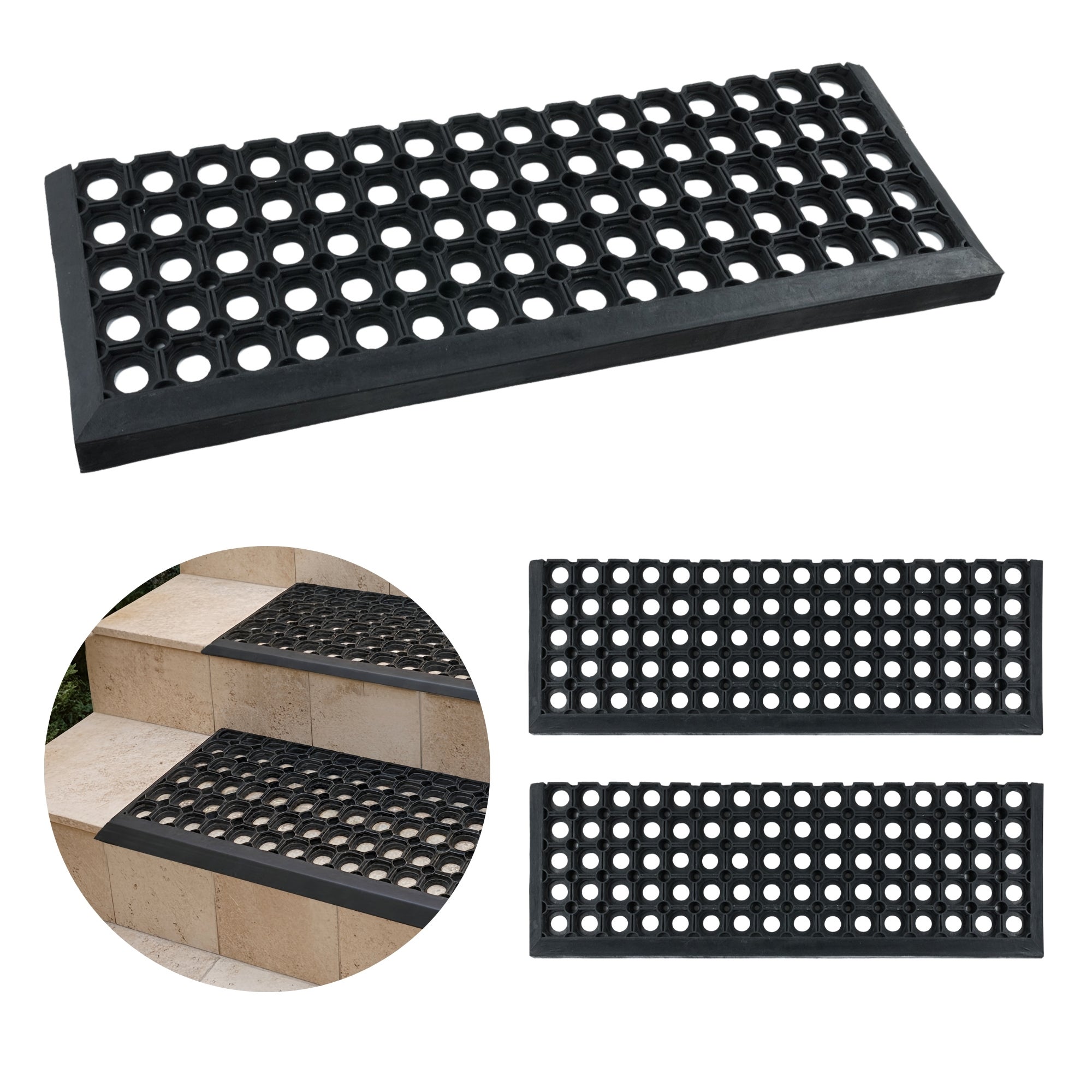 Nakładka gumowa na schody Domino 25x75 cm czarny zestaw 2 szt
