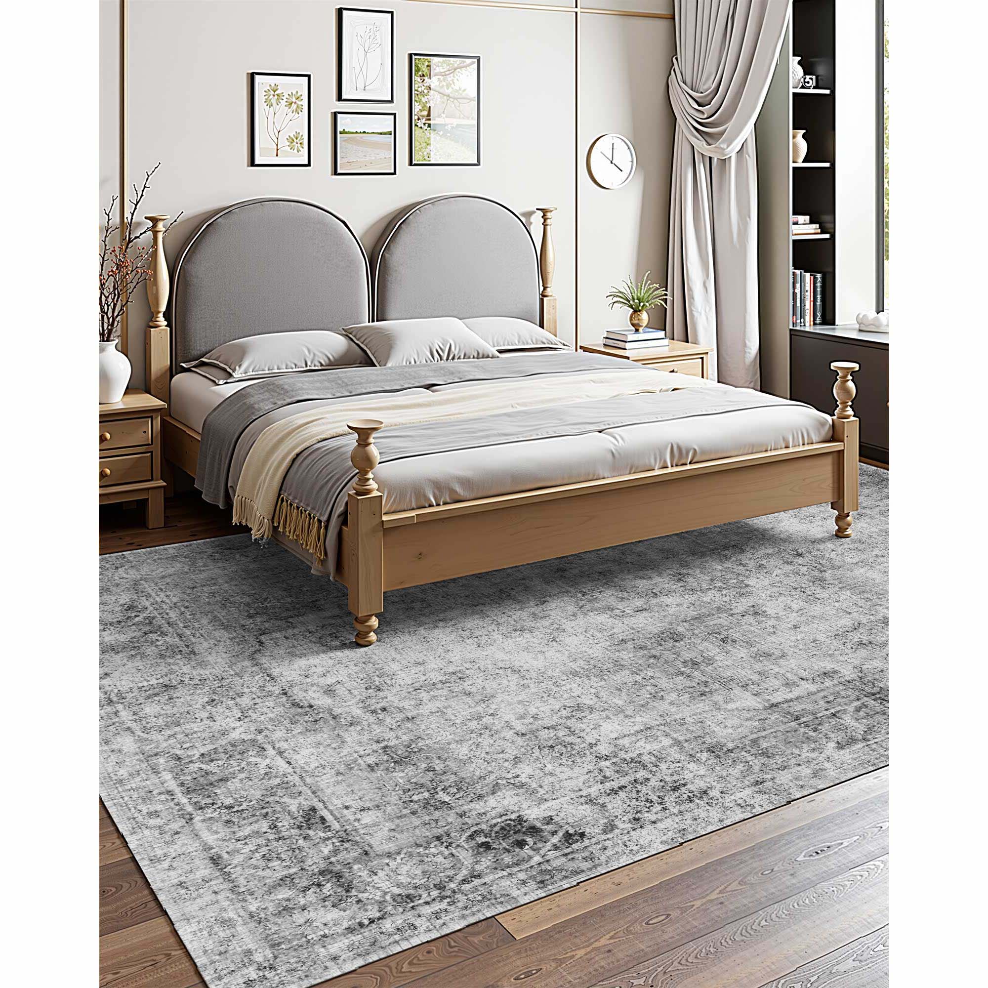 Tapete SucceBuy para sala de estar, 2,7 x 3,7 m, grande, lavável e antiderrapante, com pelo curto e denso, resistente a riscos de animais de estimação - 4
