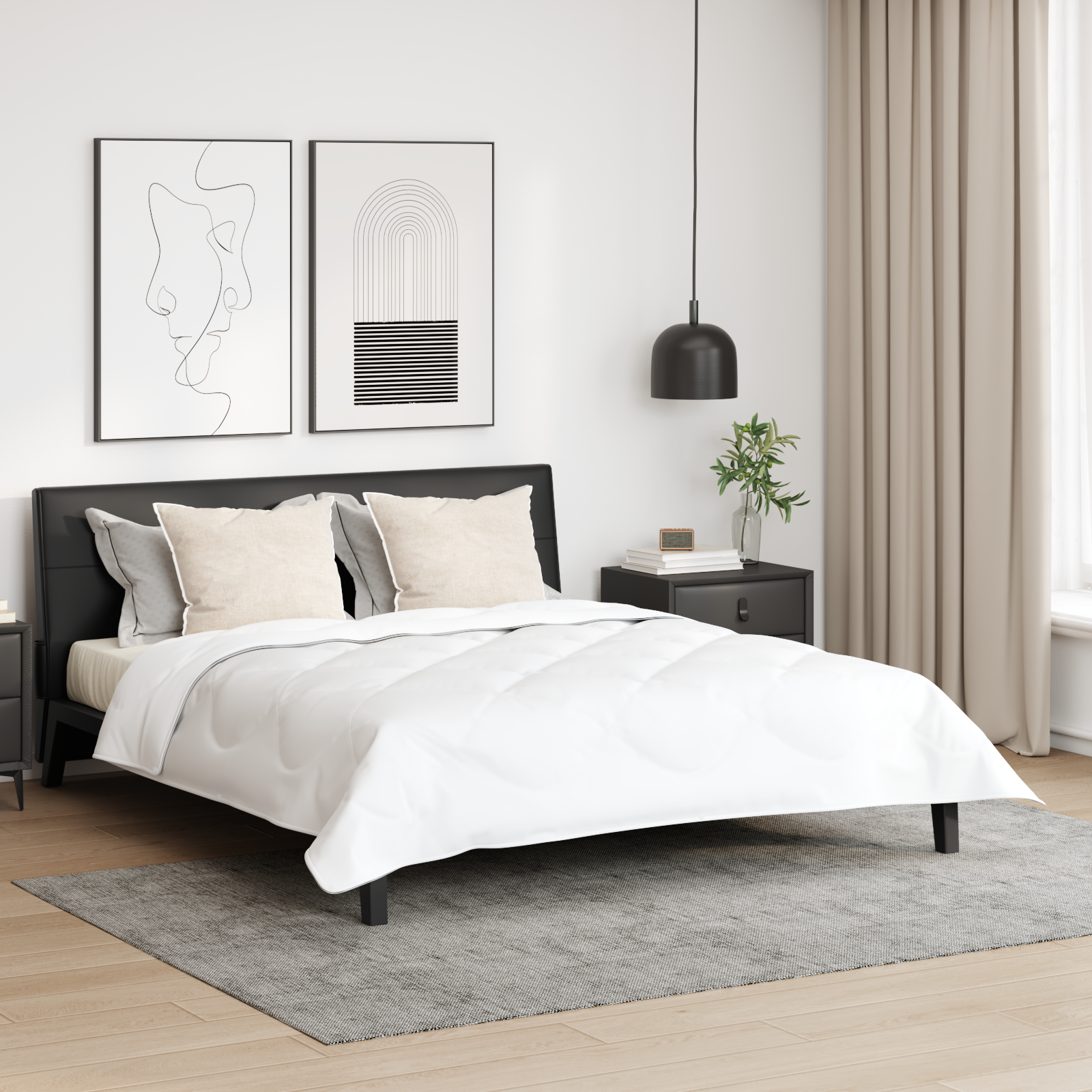 Couette Autre avec oreiller 3 pcs | Duvet Blanc 200 x 220 cm Microfibre - 2