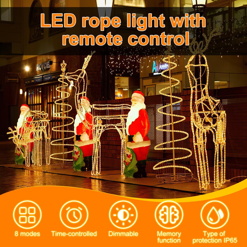 Stringa luminosa a LED per esterni/interni, IP44, 8 modalità con timer ...