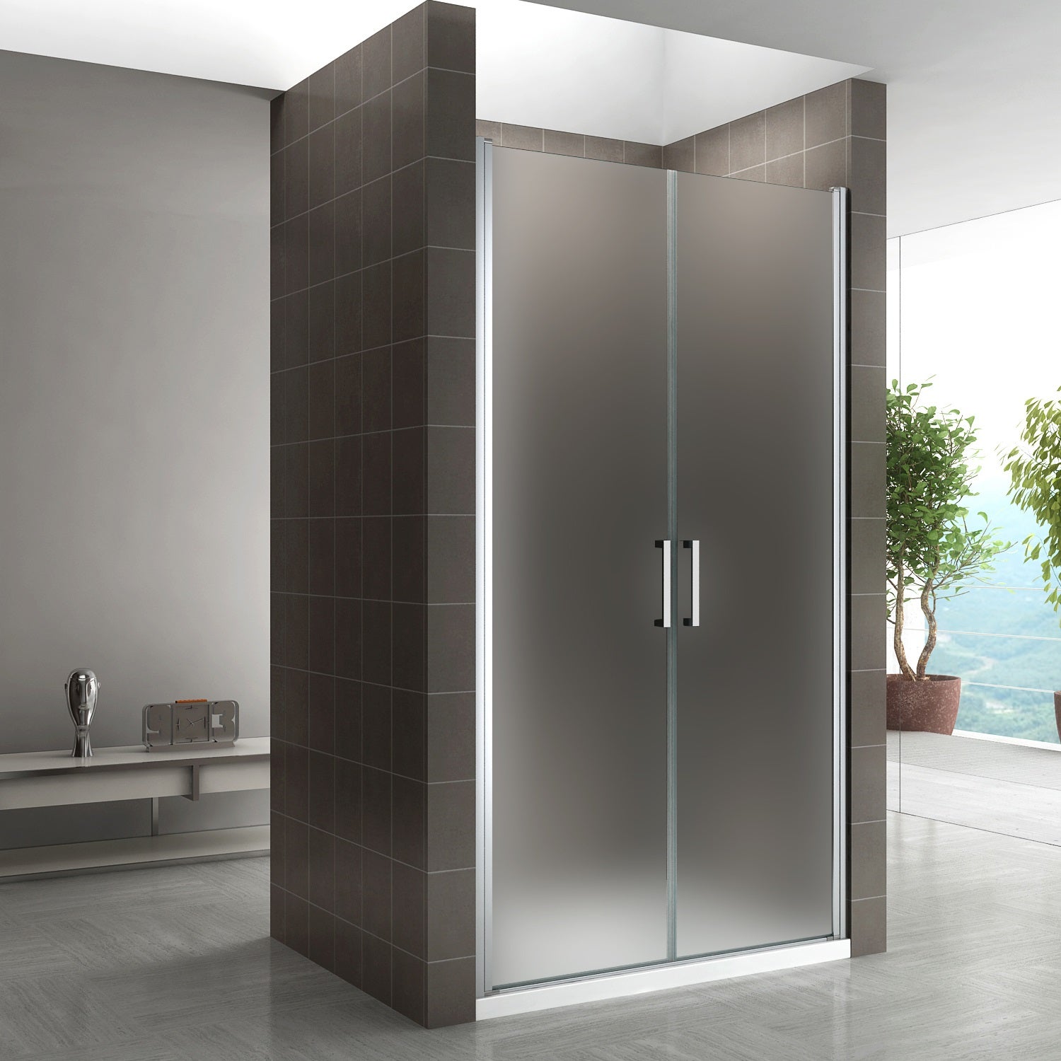 Porte de douche 77x195 cm verre opaque/dépoli - ajustable de 77 à 80 cm - 8