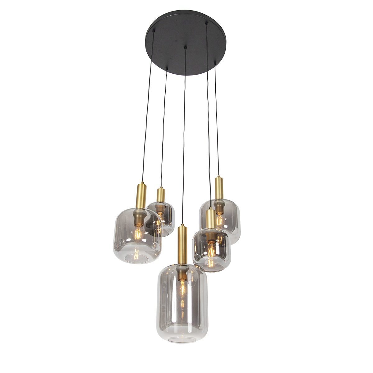 Suspension noire et dorée avec verre fumé 5 lumières - Zuzanna - 9