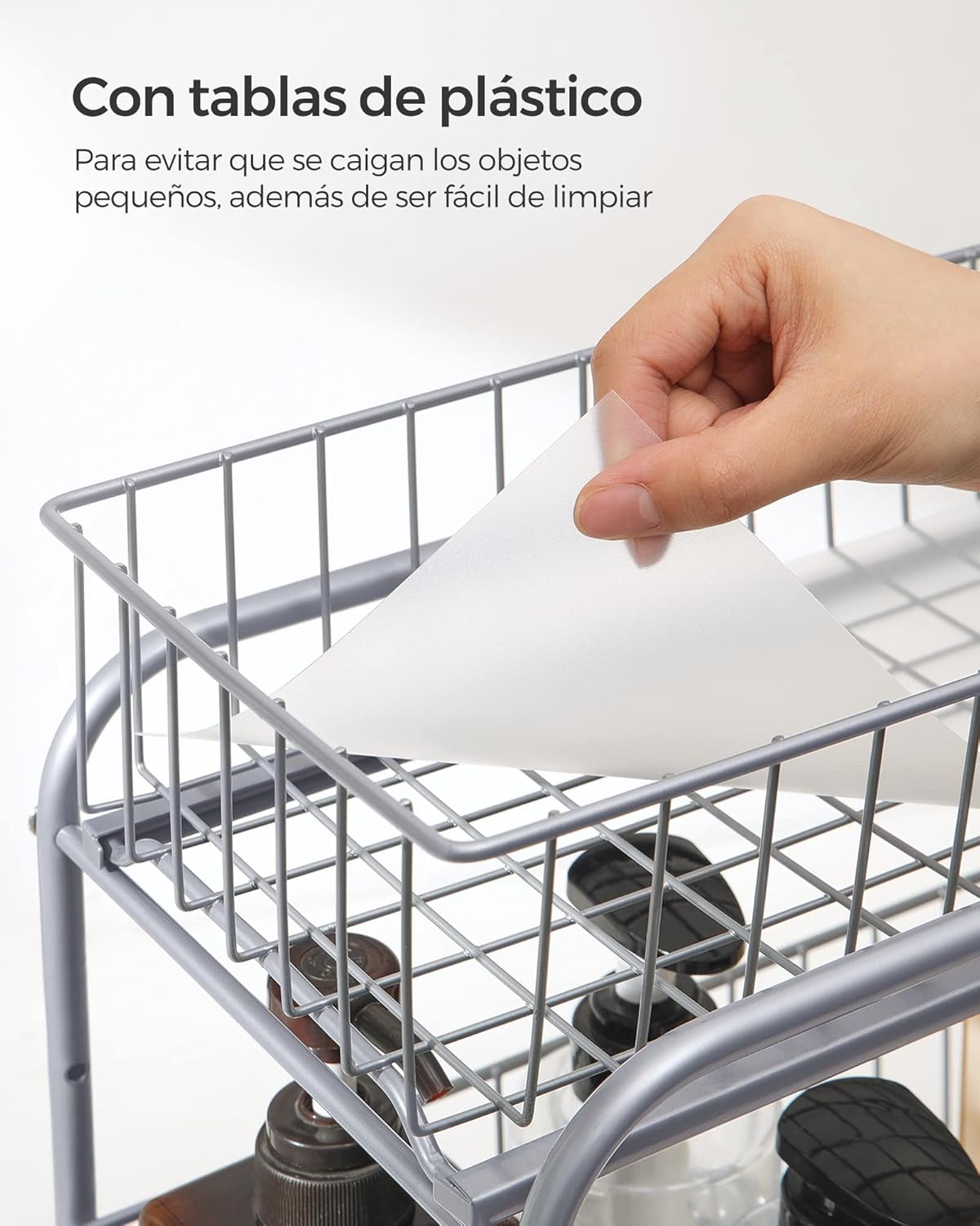 Organizador de Cocina, Estantería de 2 Niveles Extraíbles para Armario, Organizador Apilable bajo el Fregadero con Cajones, para Cocina, Baño, Plata - 7